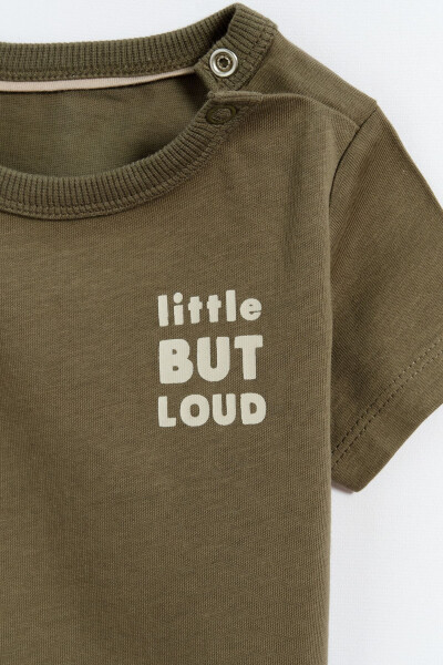 100% Cotton Snap Closure Baby Boy T-Shirt - Khaki - 5