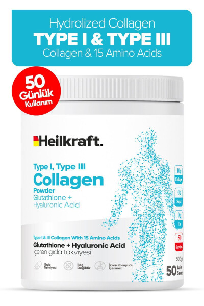 %100 Hidrolize Kolajen, Glutatyon, Hyaluronic Acid Ve 15 Amino Asit Içeren Gıda Takviyesi 50 Günlük - 1