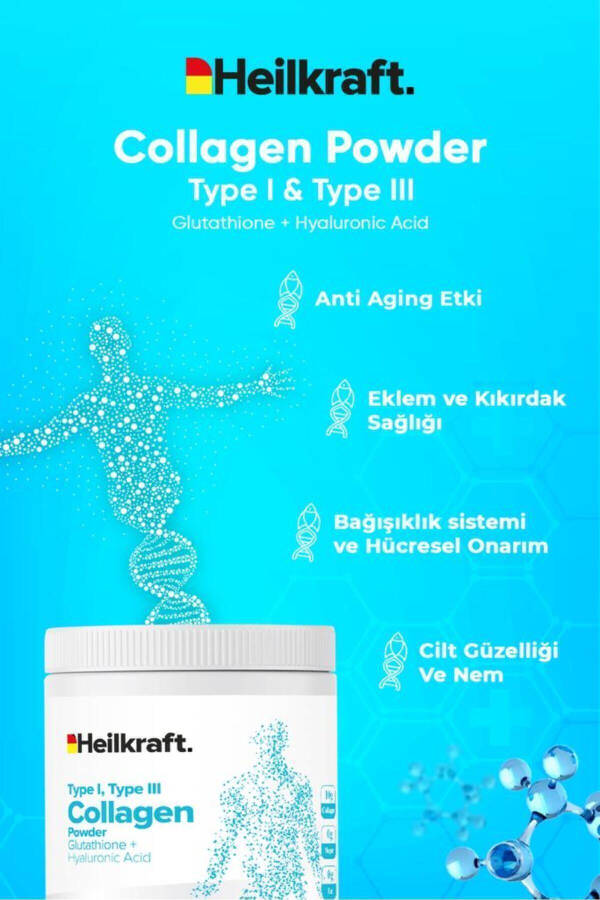 %100 Hidrolize Kolajen, Glutatyon, Hyaluronic Acid Ve 15 Amino Asit Içeren Gıda Takviyesi 50 Günlük - 6