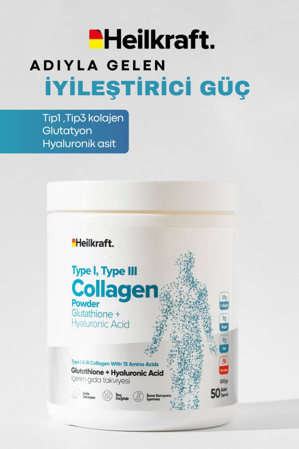 100% Hydrolyzed Collagen, Glutathione, Hyaluronic Acid and 15 Amino Acid Food Supplement 50 Days - 1