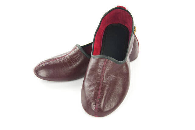 100% Leather Hajj Umrah Tawaf Slippers and Home Shoes Burgundy - 6