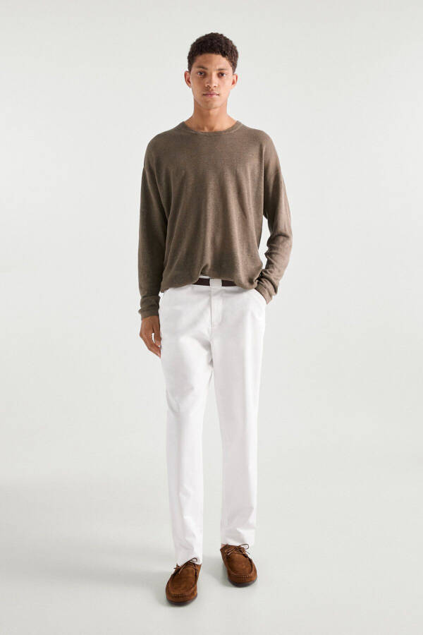 100% linen crew neck sweater - 1