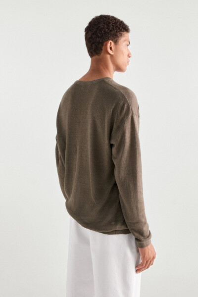 100% linen crew neck sweater - 3