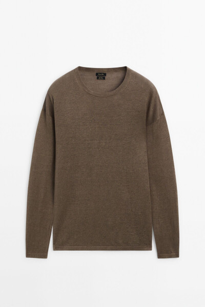 100% linen crew neck sweater - 5