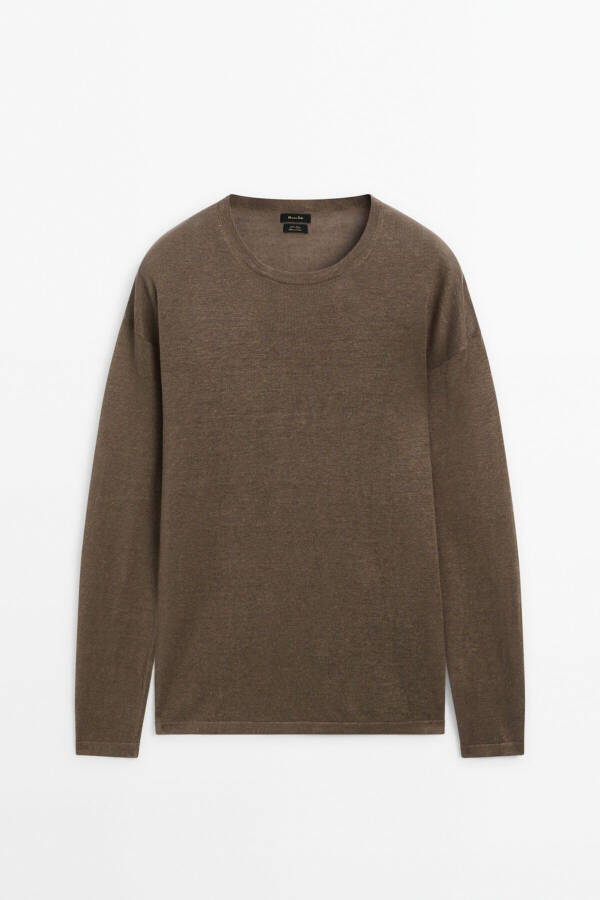 100% linen crew neck sweater - 5