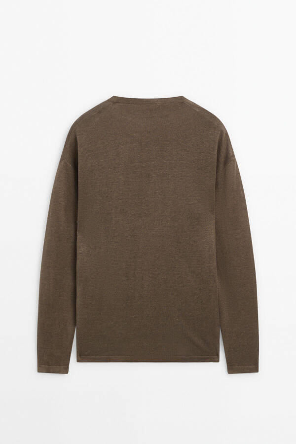 100% linen crew neck sweater - 7