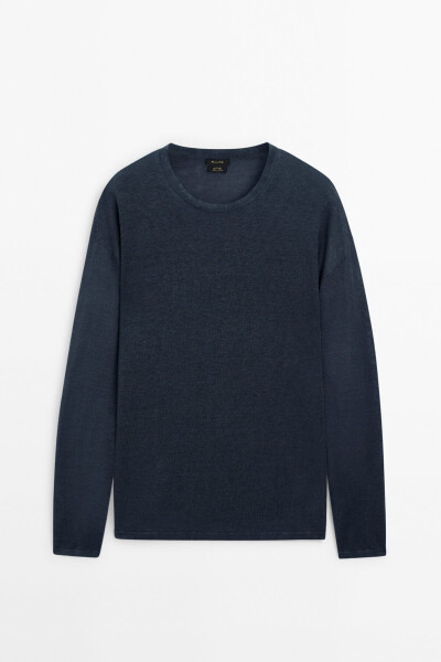 100% linen crew neck sweater - 5