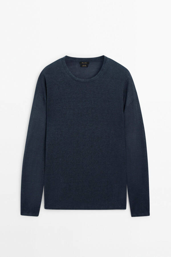 100% linen crew neck sweater - 5