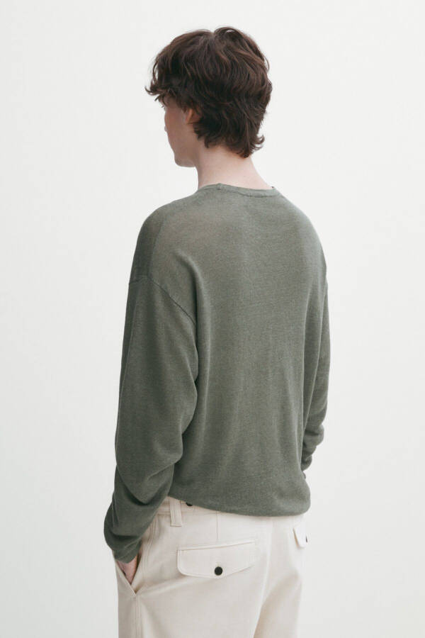 100% linen crew neck sweater - 3