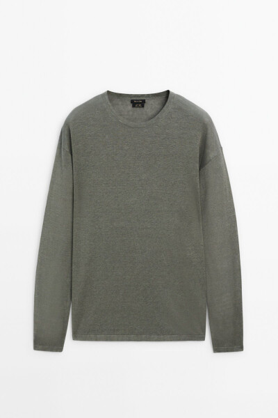 100% linen crew neck sweater - 5