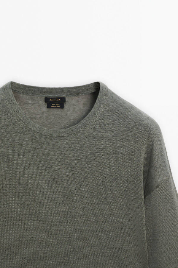 100% linen crew neck sweater - 6