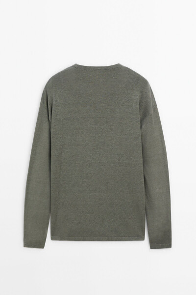 100% linen crew neck sweater - 7