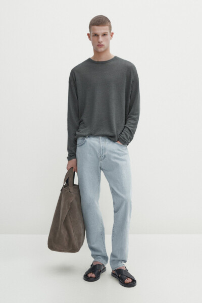 100% linen crew neck sweater - 1