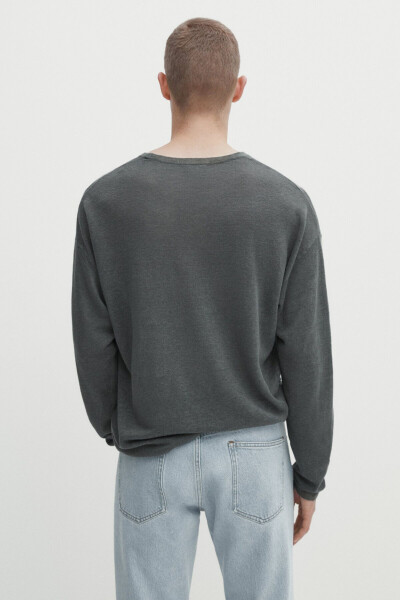 100% linen crew neck sweater - 4