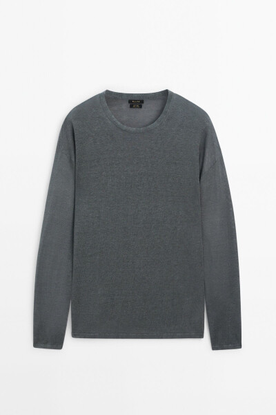 100% linen crew neck sweater - 5