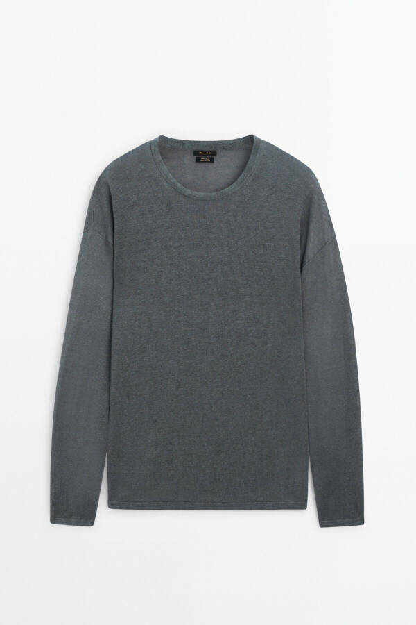 100% linen crew neck sweater - 5