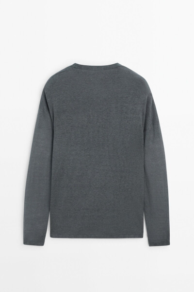 100% linen crew neck sweater - 6