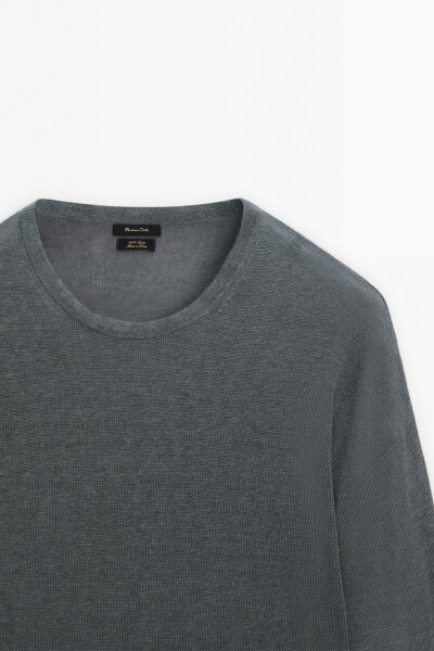 100% linen crew neck sweater - 8