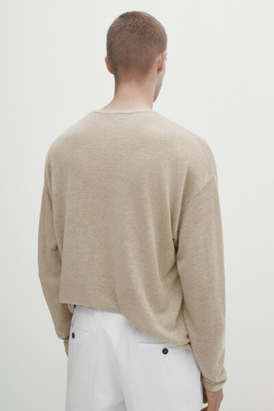 100% linen crew neck sweater - 4