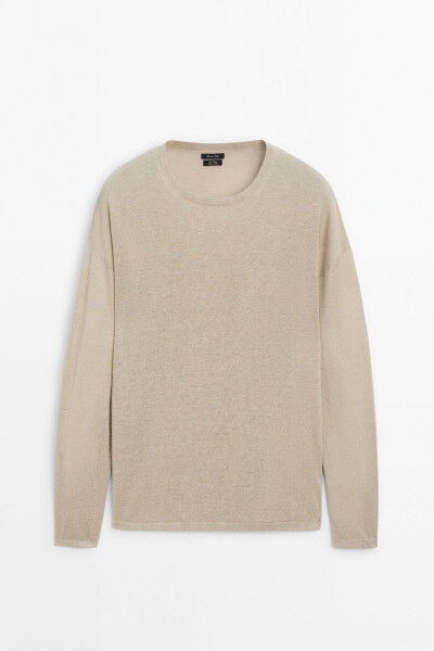 100% linen crew neck sweater - 5