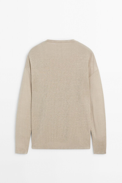 100% linen crew neck sweater - 7