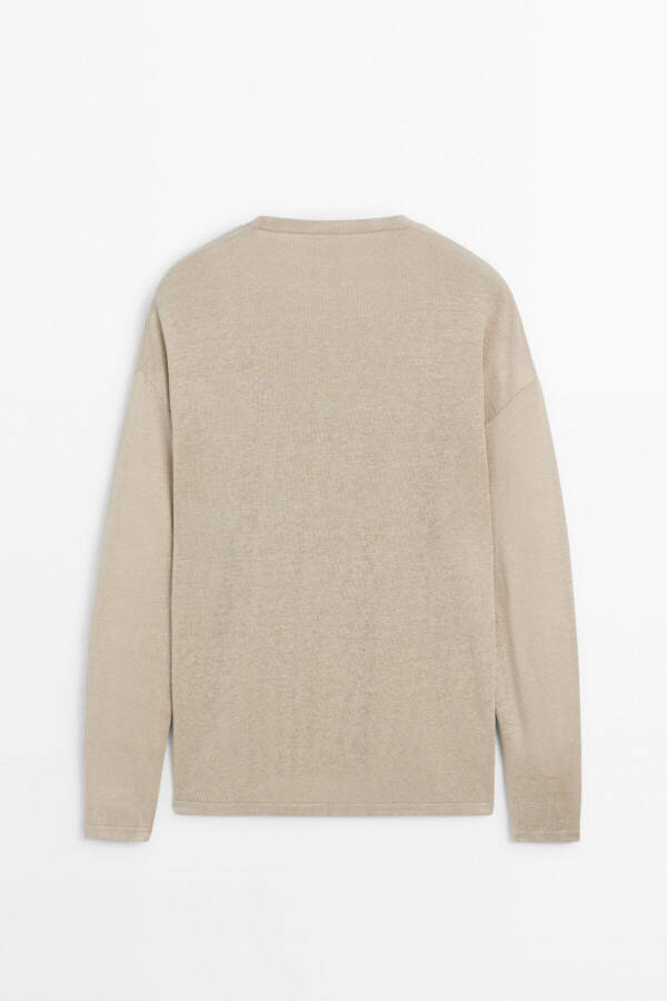 100% linen crew neck sweater - 7