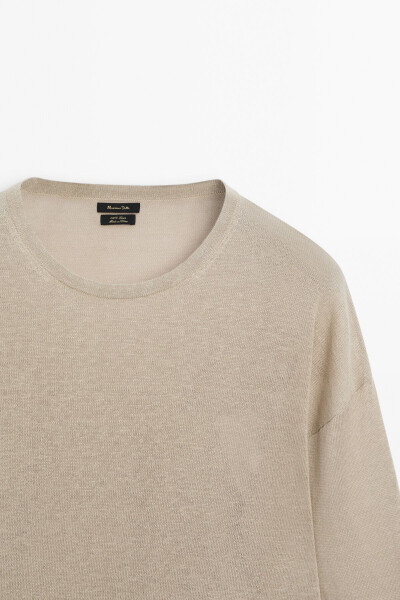 100% linen crew neck sweater - 8