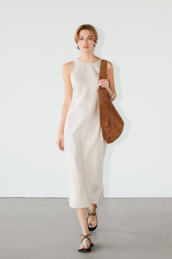 100% Linen Midi Dress - 1