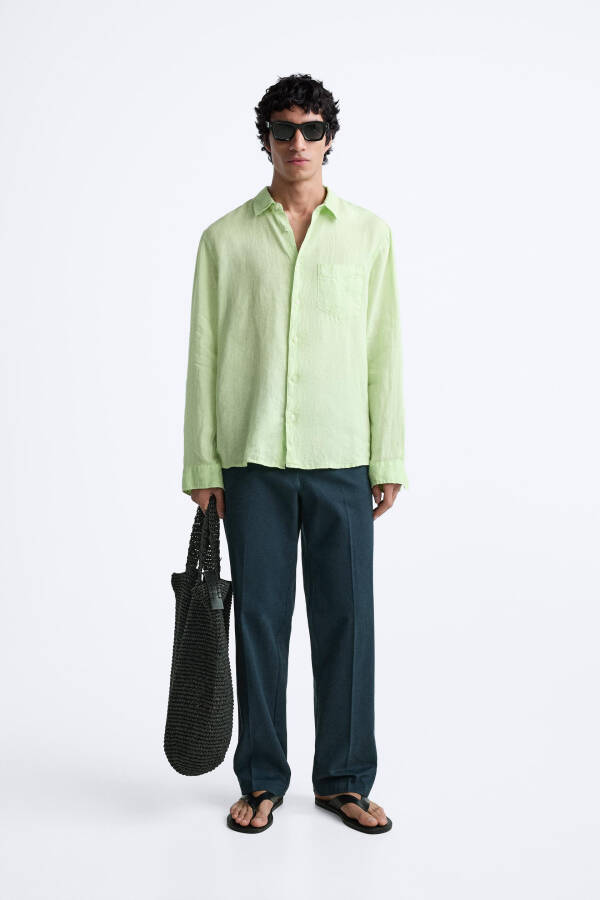 100% LINEN SHIRT-Lime green - 19