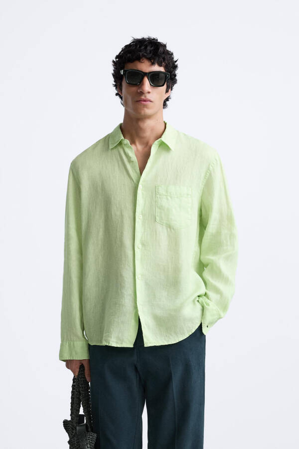 100% LINEN SHIRT-Lime green - 20