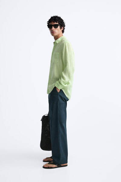 100% LINEN SHIRT-Lime green - 22