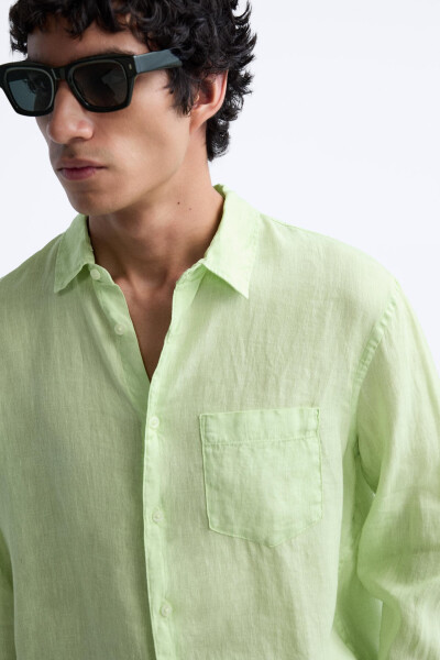 100% LINEN SHIRT-Lime green - 23