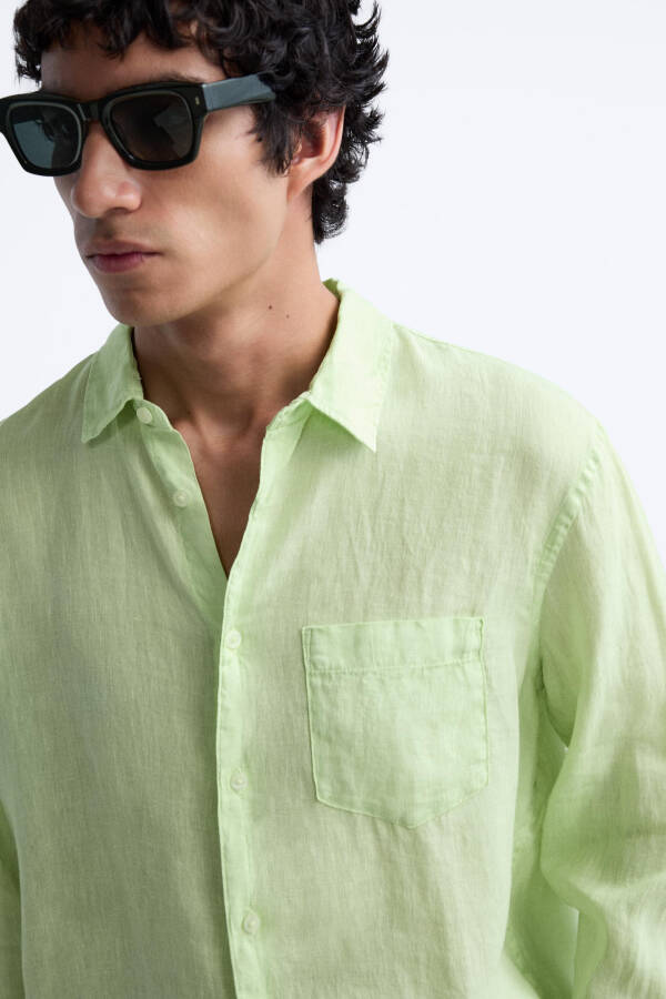 100% LINEN SHIRT-Lime green - 15