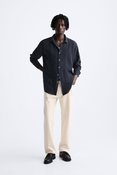 100% LINEN SHIRT-NAVY - 21