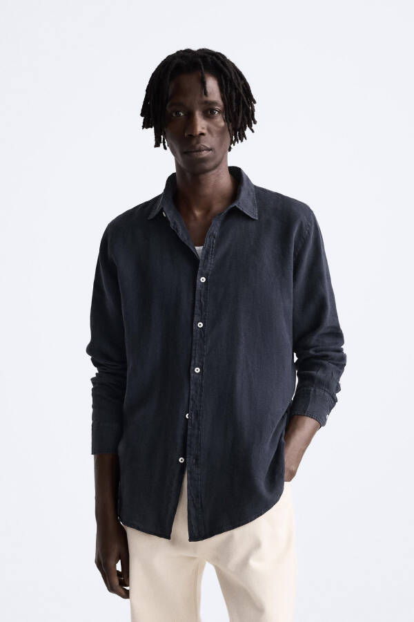 100% LINEN SHIRT-NAVY - 22