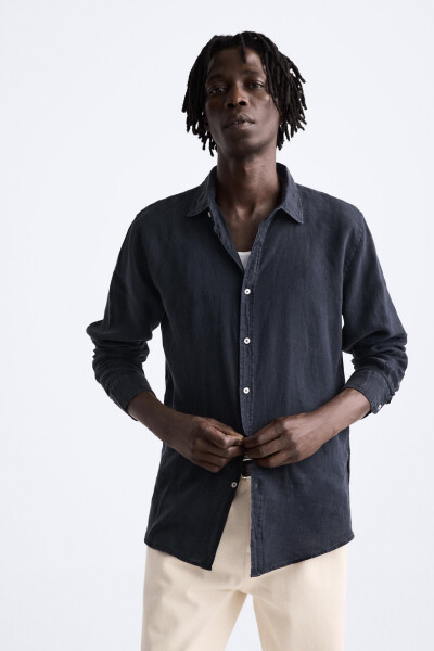 100% LINEN SHIRT-NAVY - 26