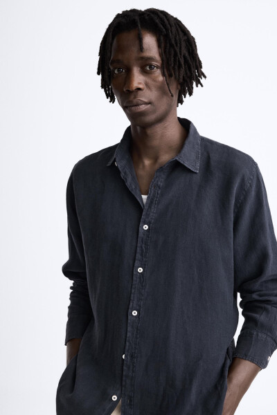 100% LINEN SHIRT-NAVY - 7