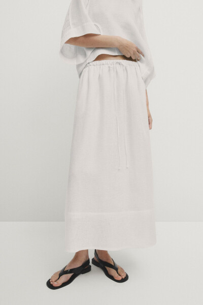 100% linen skirt with a tie waist. - 2