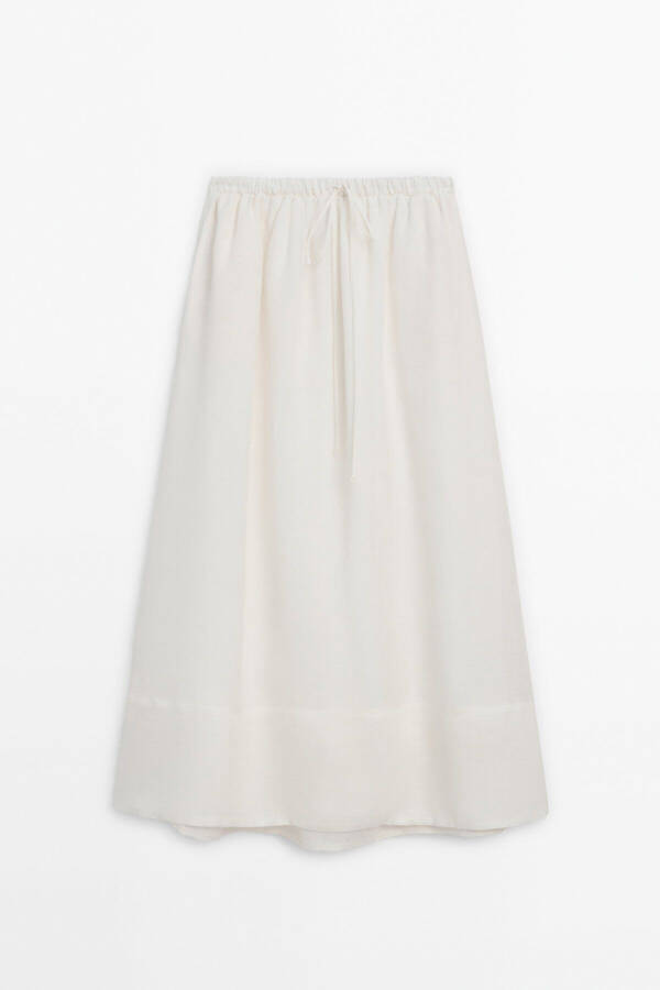 100% linen skirt with a tie waist. - 6