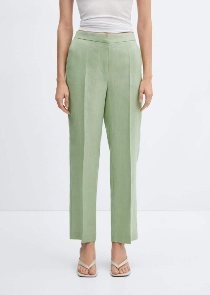 100% Linen Straight Leg Pants - 7