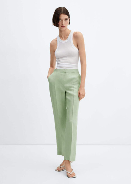 100% Linen Straight Leg Pants - 8