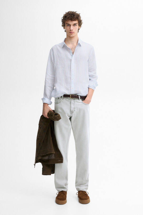 100% linen striped shirt - 1