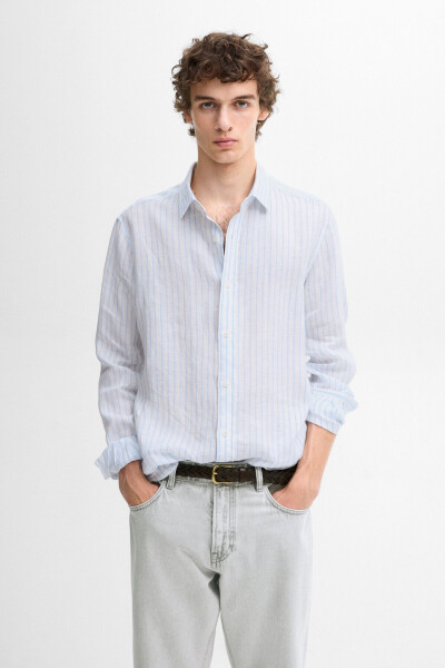 100% linen striped shirt - 2