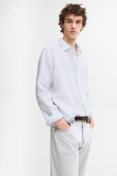 100% linen striped shirt - 4