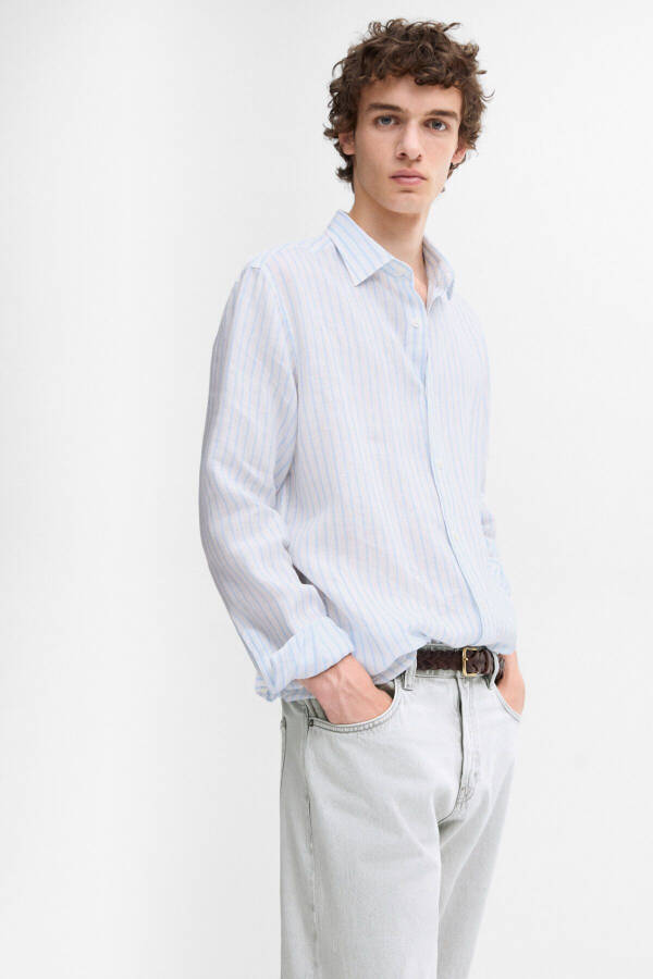 100% linen striped shirt - 4