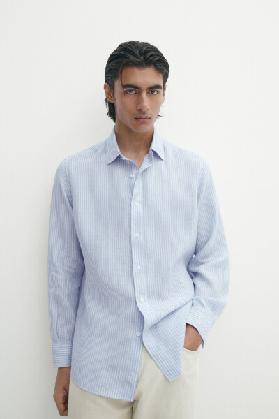 100% linen striped shirt - 2