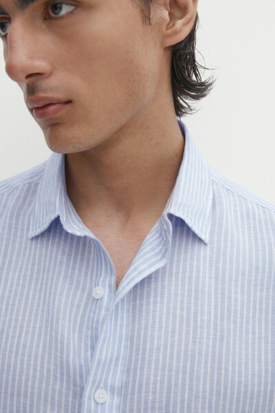 100% linen striped shirt - 3