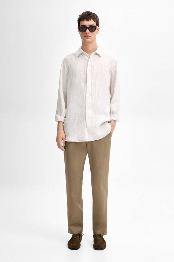 100% linen striped shirt - 1