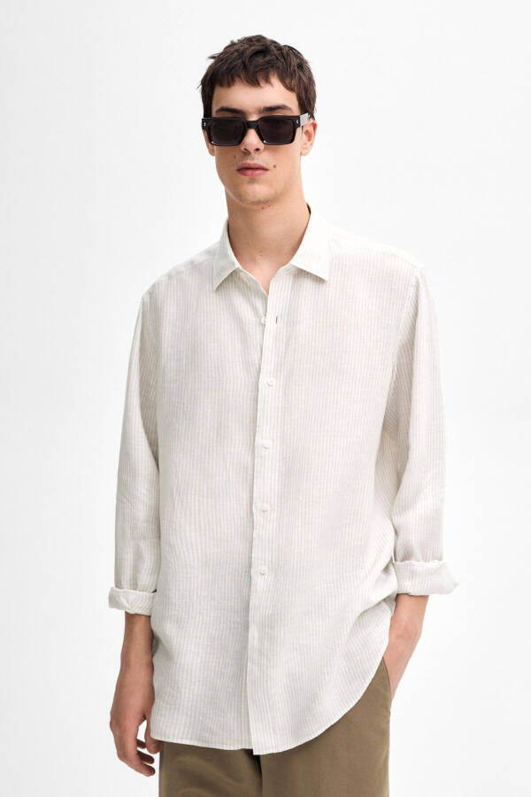 100% linen striped shirt - 2