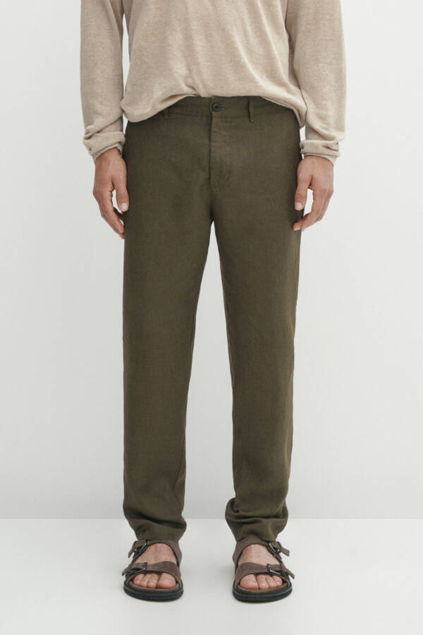 100% linen, tapered fit trousers. - 2